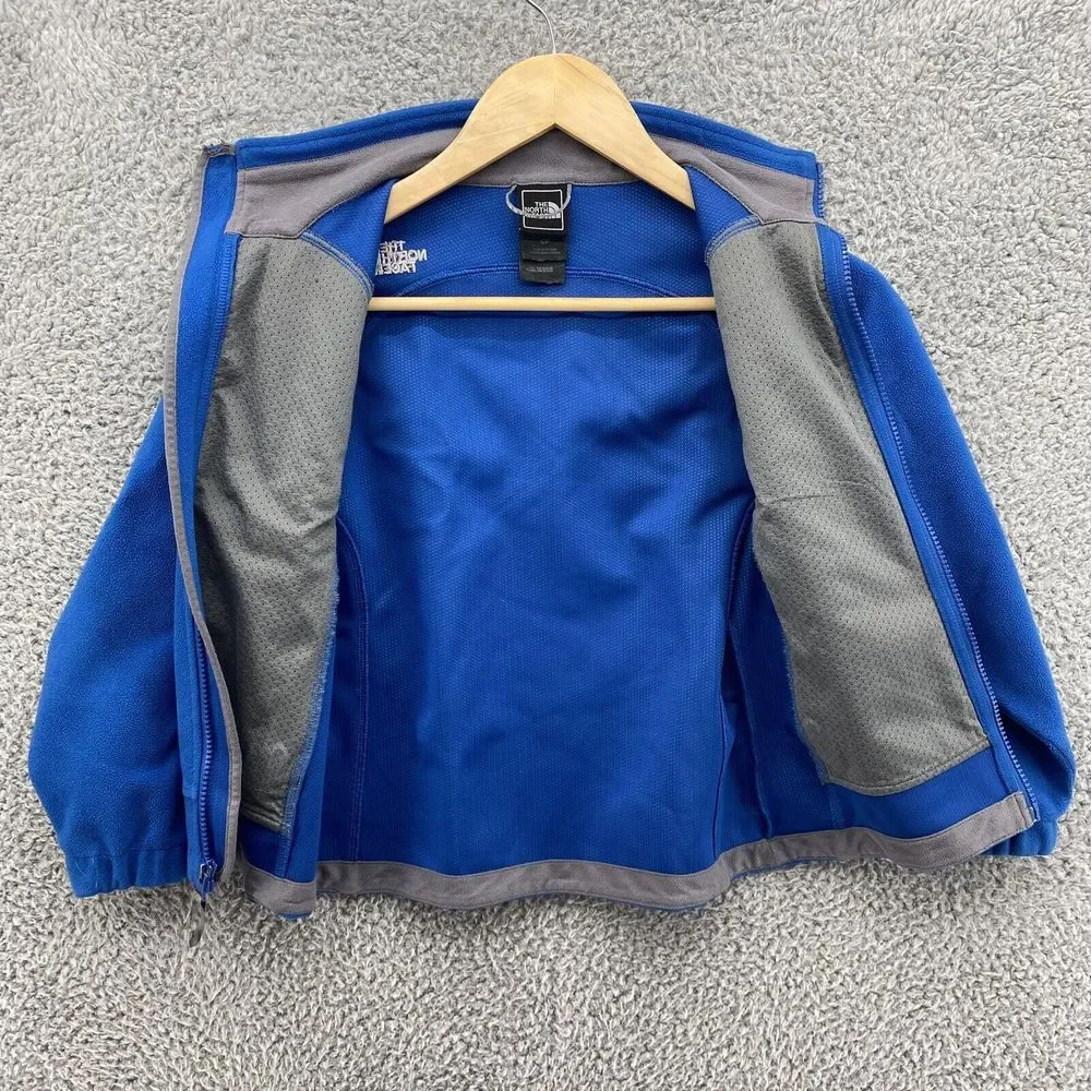 The NORTH FACE Fleece Boys Youth Blue Full‎ Zip Windwall Jacket Size Small READ
